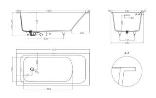 Ванна из искусственного камня Salini Orlanda Kit S-Stone 102121MRH 170x70см RAL снаружи
